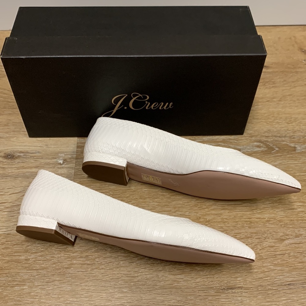 J.Crew Pointy Toe Flat In Python. White, Size: Eu… - image 2